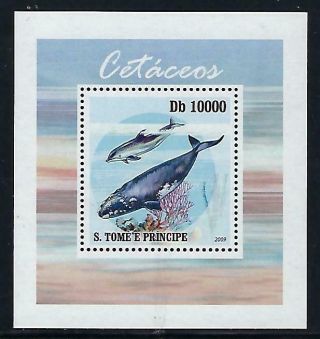 A321 Nh 2009 St Thomas Deluxe Souvenir Sheet Of Sealife Mammals Whales