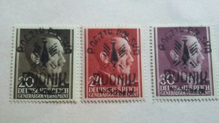Poland 1945 Local Post Rudnik German Occupation 3 Stamps Mnh 1