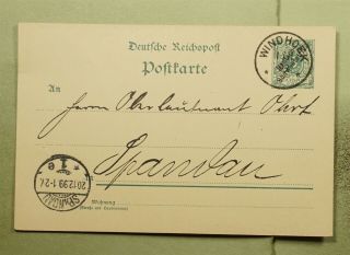 Dr Who 1899 German South West Africa Windhoek Ovpt Postal Card E45002