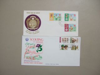 Two Scouting Nauru Fdc With Complete Sets