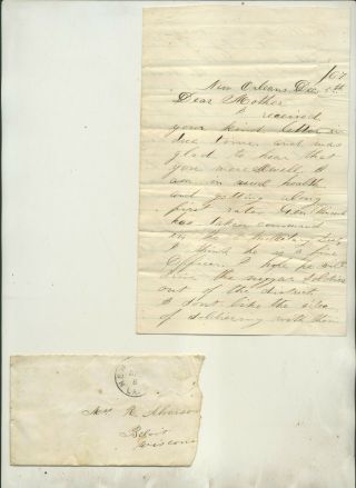 1867 Letter From G M Alverson Company A 1st U.  S.  Infantry Orleans