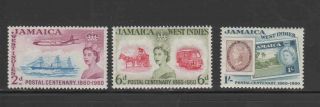 Jamaica 178 - 180 1960 Centenary Of Jamaican Postak Service Vf Nh O.  G A