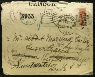 Great Britain 1917 Censor Cover To Usa W/multiple Forwards & Dead Letter Office