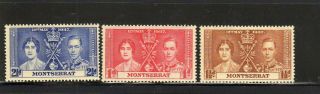 Montserrat 89 - 91 1937 Coronation Issue Vf Nh O.  G