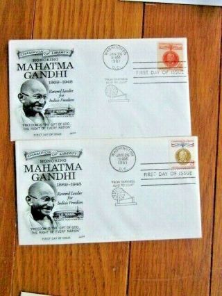 Mahatma Gandhi Champion Of Peace India Complete Set 1961 2 Fleetwood Cachet Fdcs