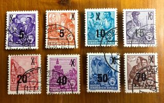 Ebs East Germany Ddr 1957 5 Year Plan 1954 Overprints Michel 435nd - 442nd Cto
