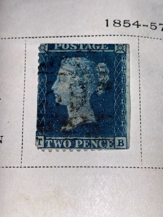 1854 Great Britain 2 Pence Blue Stamp Rare