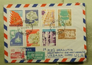 Dr Who 1959 Yugoslavia Zagreb To Usa Multi Franked Air Mail C135788