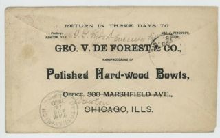 Mr Fancy Cancel Geo V Deforest & Co Hardwood Bowls Chicago Ill 1890 Cvr 353