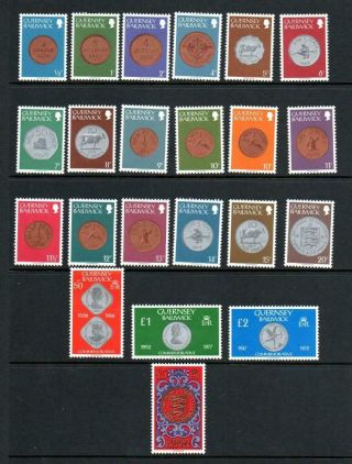 (a64) Guernsey.  Definitive Coins Values To £5 All Mnh