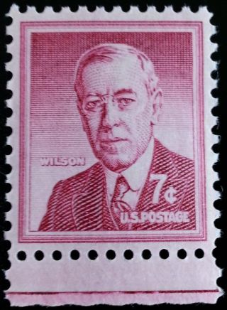 1956 7c Woodrow Wilson,  28th President Scott 1040 F/vf Nh