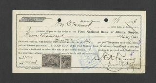 U.  S.  1899 Promissory Note,  Albany,  Oregon With Two Battleship Revenues Affixed