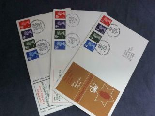 1974 Regional Machin Definitives Set Of 3 First Day Covers 3p - 8p Cat £25 Fd10