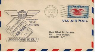 Hurricane West Virginia 1939 Experimental Airmail Pickup Route Am 1002,  C23