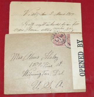 Mayfairstamps Sweden Visby To Us Wilmington De Censored 1919 Wwi Cover & Letter