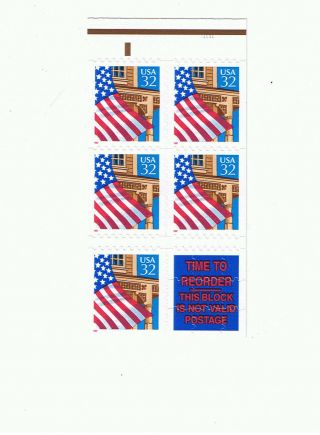 Booklet Pane With Label 2921d 32c Flag Over Porch
