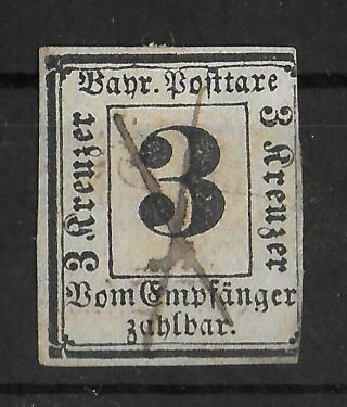 Bayern Germany 1862 Postage Due 3 Kr Black Michel 1