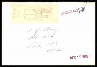 Us 1985 Lima Postage Due Postal History Cover