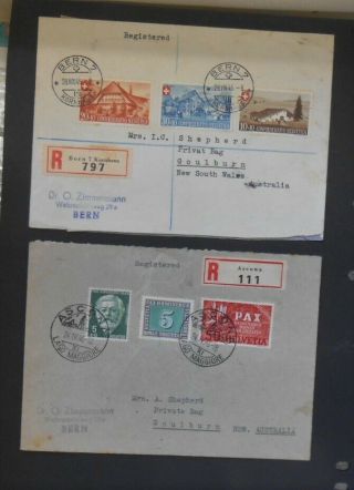 1945 - 6 Switzerland Helvetia Stamp Cover X 2 Helvetica
