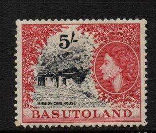Basutoland - 1954/58 5/ - Black & Carmine - Red Qe2 - Sg 52 - Fine Mounted