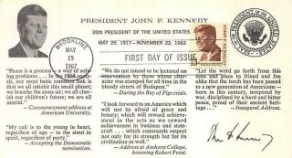 1287 13c John F.  Kennedy,  Maxi - Card Cachet,  W/quotes From The Preside [q533106]