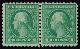 Us Stamp 462 1c Green P.  10 Series Of 1916 Mh.  Og Pair