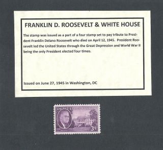 932 - Franklin D.  Roosevelt - Us Stamp With Informational Card