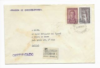 Argentina 1959 Registered Cover To Canada Ambassador