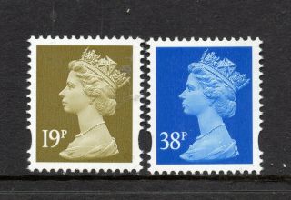 2000 19p Right Band & 38p 2 Band Um/mnh Perf 14 Booklet Machins Y1683 Y1707a