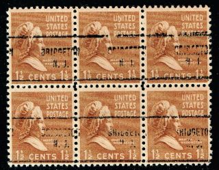 Us Stamp 805 – 1938 1 1/2c Martha Washington,  Brown Mnh/og Blk Of 6 Precancel