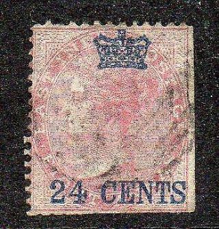 Malaya Straits Settlements 1867 Qv India O/p 24c Sg08 Stamp