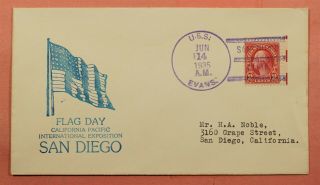1935 Naval Uss Evans Ship Flag Day Ca Pacific Intl Expo San Diego