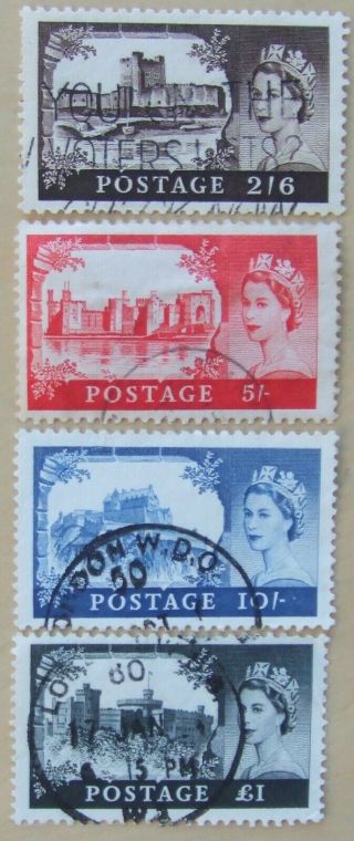 Set Of High Value Gb Pre - Decimal Stamps Castle Issue