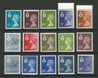 Northern Ireland 1971 - 93 15 X Different Machin Definitive Stamps Unmounted