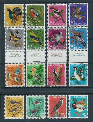 Switzerland 1968,  1969,  1970 & 1971 Pro Juventute Bird Sets
