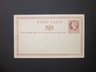 Gb Postal Stationery 1875 Qv 1/2d Brown Postcard Size A H&b Cp4