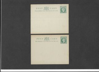 Gb Stationery 1901 Qv 1/2d Blue - Green Postcards Size D H&b Cp38a & Cp38b