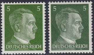 Stamp Germany Mi 784a 784b Sc 509 1941 Wwii 3rd Reich War Hitler Both Types Mng