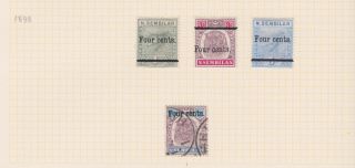 Malaya Malaysia Negri Sembilan Stamps 1898 Selection On Old Album Page