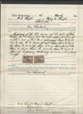 U.  S.  1900 Oregon Mortgage With Two Battleship Revenues Affixed