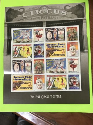 Usps Book Of 16 Forever Stamps Face Value $8.  80 Vintage Circus