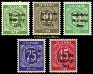 Ebs Germany 1948 Soviet Occupation Numerals Set Overprint Michel 207 - 211 Mnh