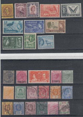 Malaya,  Sarawak,  Straits Settlements - Selection Of 28 Stamps - &