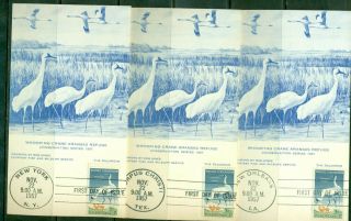 1957 Fdcs Set Of 3 - Scott 1098 - Wildlife Conservation - Salomons Post Cards