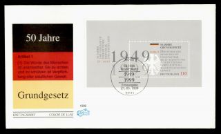 Dr Who 1999 Germany 50 Years Of Law S/s Fdc C128603
