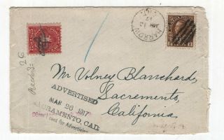 J52 On Canada Stamped Cover To Ca - 1 Cent Postage Due For Advertising 3/26/17