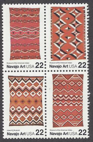 2235 38 Block Of 4 Navajo Art Indian Blankets Museums Native Americans
