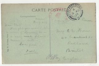 Ww1 Army Post Office 2 Postmark 3 Aug 1917 Rouen Postcard 048c