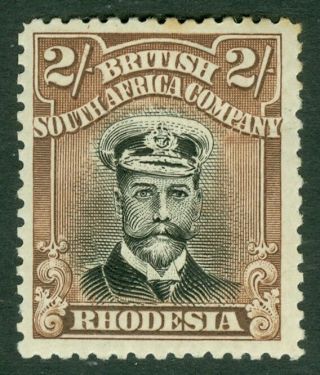 Sg 274 Rhodesia 1913 - 22.  2/6 Deep Ultramarine & Grey Brown.  Very Lightly.