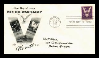 Dr Jim Stamps Us Win The War First Day Cover Scott 905 Art Craft Wwii